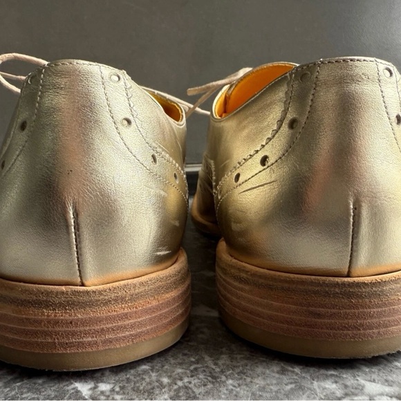 Men's Gold Brogue Dress Shoes - Picture 2 of 7